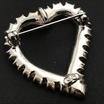 Sarah Coventry Blue Rhinestone Heart Brooch