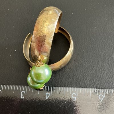 Gorgeous Vintage Gold Tone hoop earrings with faux pearl dangle