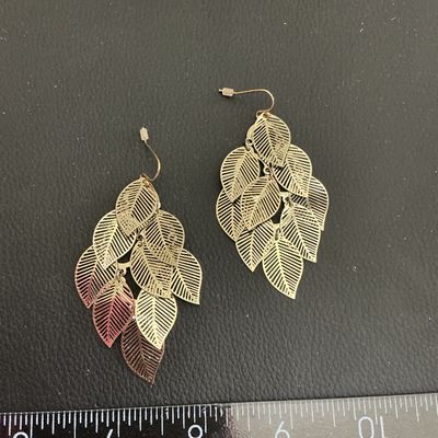 Gold Tone cascading leaf dangle earrings