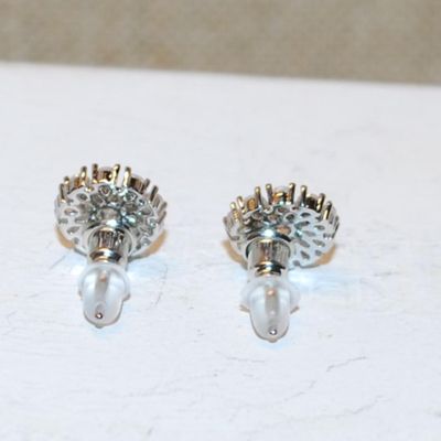 Small Circle of Clear Stones Earrings Set (¼" Circ.) with Post Clasp