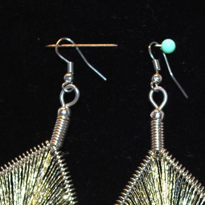 Gold Lame' Styled Threaded Teardrop Earrings 3½" L