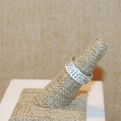 Size 6 Infinity Style Ring on a Silver Tone Band with 3 Rows of Clear Stones (3.7g)