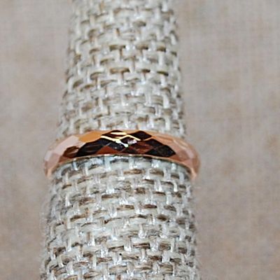 Size 5 Beveled Titanium Infinity Stainless Steel Ring on a ROSE GOLD Band (1.3g)