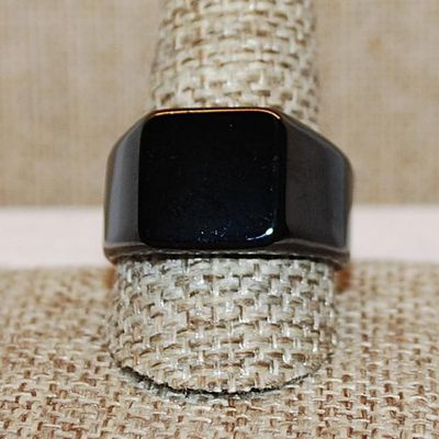 Size 11 All Black No Stones Stainless Steel Ring (16.2g)