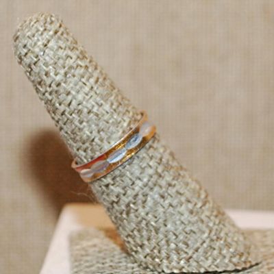 Size 6¾ Delicate VINTAGE "Gray & Copper" Colored Insert Ring on a Copper Colored Band (0.3g)