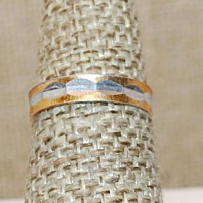Size 6¾ Delicate VINTAGE "Gray & Copper" Colored Insert Ring on a Copper Colored Band (0.3g)