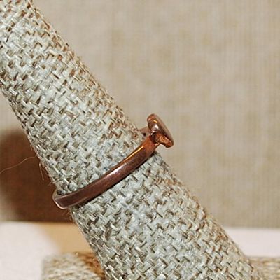 Size 7 Delicate VINTAGE Copper Colored No-Stones Ring & Solid HEART on a Copper Colored Band (1.8g)