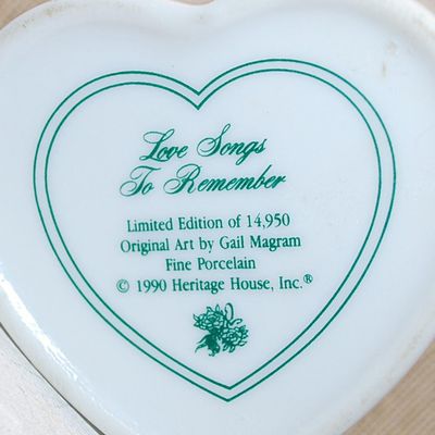 Heart Shaped Covered & Flowered Music/Trinket Box Combo 2½" W x 2½" L x 1½" H --Plays "Some Enchanted...