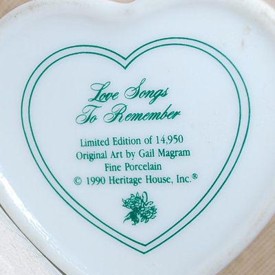Heart Shaped Covered & Flowered Music/Trinket Box Combo 2½" W x 2½" L x 1½" H --Plays "Some Enchanted...