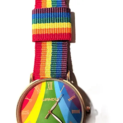 Sale Photo Thumbnail #90: Very Colorful RAINBOW Round Dial WATCH with Colored Dial, 10" Strap and Silver Tone Setting **EXTRA BATTERY INCLUDED**
QUARTZ
Non-rechargeable Battery
Brand: LIANDU
Display: Analog
ALL ITEMS SHIPPED FREE