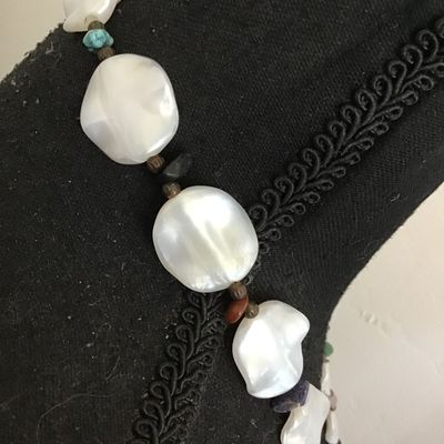 Semi Precious Stone Chips With Faux Baroque Pearls Vintage