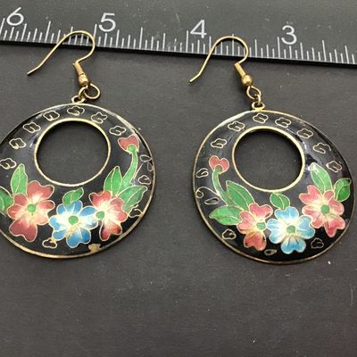 Chinese Clossione a large Hoop Earrings