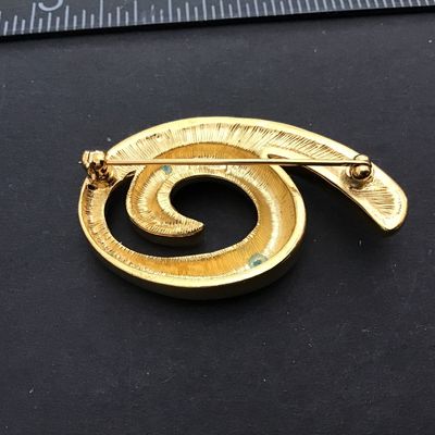 Monet Gold Tone Rhinestone Signed Brooch