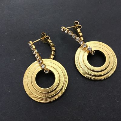 Rhinestone Hoop Earrings Vintage