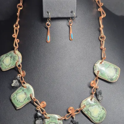Sale Photo Thumbnail #29: Electroformed Copper Aquamarine Necklace: Adjustable Gemstone Jewelry
aquamarine rough necklace electroformed copper necklace adjustable chain necklace gemstone copper jewelry handmade necklace
small delicate copper w/ turquoise stone pierced earrings


h