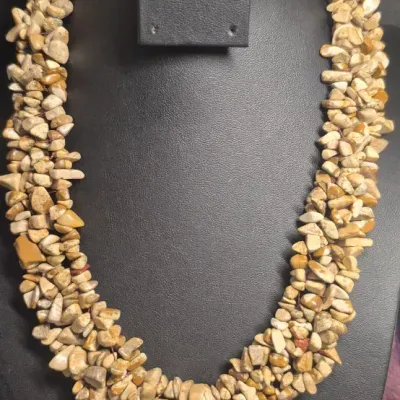 Sale Photo Thumbnail #173: Vintage picture Jasper gemstone five strands hand knotted necklace! Artisan made! Earthy necklace!
Bracelet is ChaCha expandable and stunning.'
both are in excellent condition
