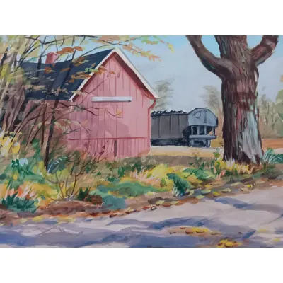 Sale Photo Thumbnail #242: R. Hal Burris " Old Depot Orchard Lake, Michigan"
Original watercolor on Strathmore board. No damage, loss of color, damage or foxing.
Shipped flat.
================================================================BIO======================================
