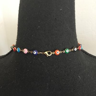 Vintage glass evil eye bead necklace