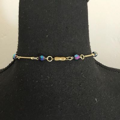 Vintage, gold, toned, iridescent bead necklace