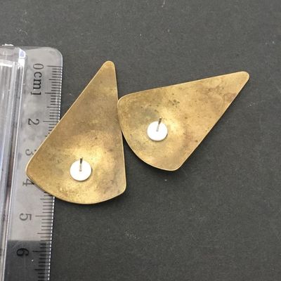 Vintage brass and enamel statement earrings