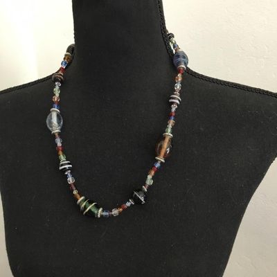 Vintage glass, bead statement, necklace