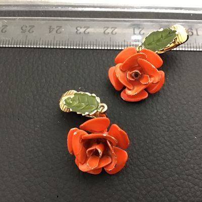 Metal Burnt orange Clip on Earrings