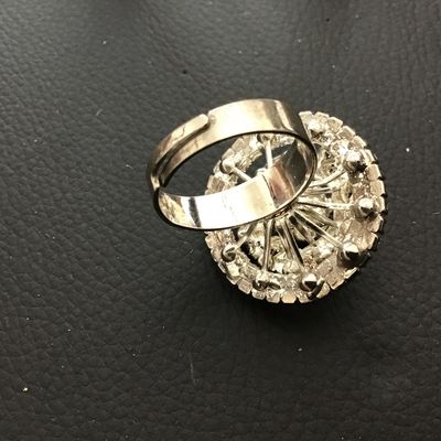 Vintage Dome Rhinestone Adjustable Cocktail Ring Domed