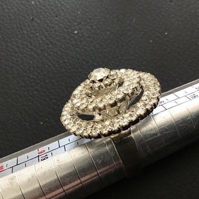 Vintage Dome Rhinestone Adjustable Cocktail Ring Domed
