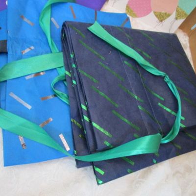 Sale Photo Thumbnail #18: Light blue is 17-3/4" x 19" x 6", dark blue is 17-3/4" x 19" x 6", purple is 16" x 15-3/4" x 7-3/4", new gray totes are 16-1/2" x 14", green laundry bag is 29" tall x 24", off-white laundry bag is 37" tall x 23", see pictures