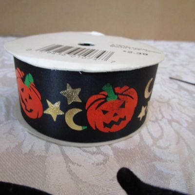 Sale Photo Thumbnail #450: 12 spider rings, 1 witch, 12 felt pumpkins, new spool Halloween ribbon, Spider & Bat picks