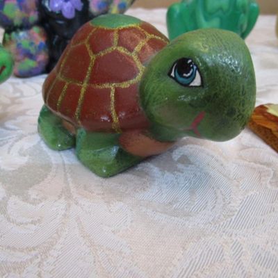 Sale Photo Thumbnail #463: 2 turtles, 1 butterfly, 1 worm, 1 bee, 1 cricket, picture is 4" x 3-1/4", See pictures