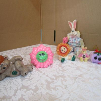 Sale Photo Thumbnail #469: Resin & soft-body bunny is 10-1/4" tall, see pictures