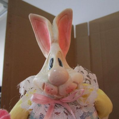 Sale Photo Thumbnail #476: Resin & soft-body bunny is 10-1/4" tall, see pictures