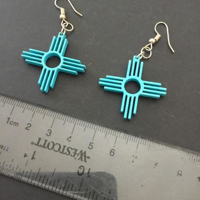 Vintage Lucite type Mexico dangle, earrings teal
