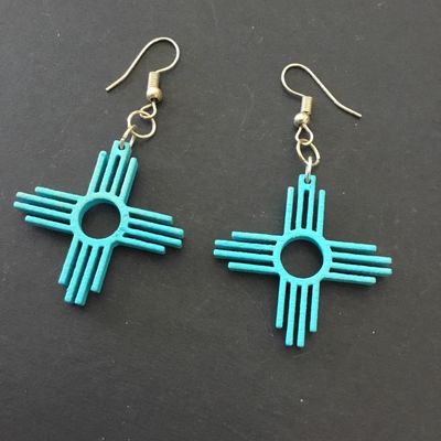 Vintage Lucite type Mexico dangle, earrings teal