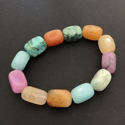 Pretty multicolor stone bead stretch bracelet