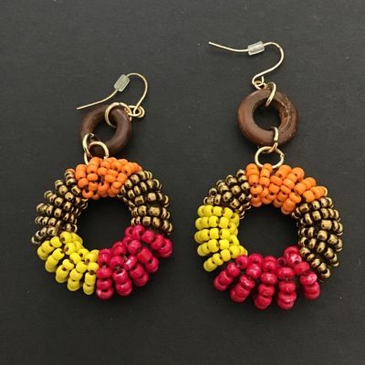 Multicolor round statement earrings