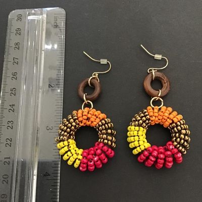 Multicolor round statement earrings