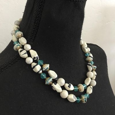 Beautiful vintage, double strand statement necklace with beautiful clasp