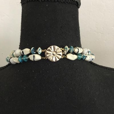 Beautiful vintage, double strand statement necklace with beautiful clasp