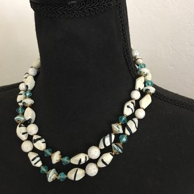 Beautiful vintage, double strand statement necklace with beautiful clasp
