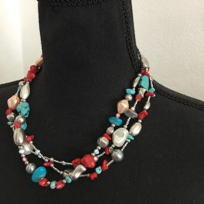 Beautiful statement necklace faux turquoise