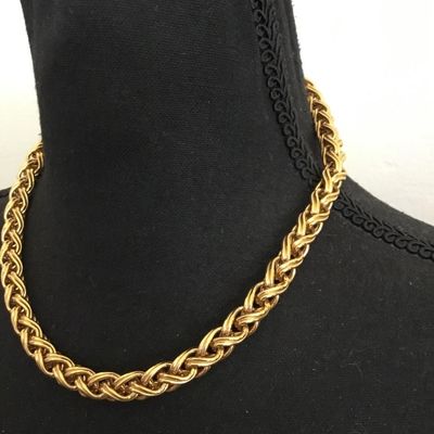 Vintage Napier gold town chunky chain collar necklace 1980s