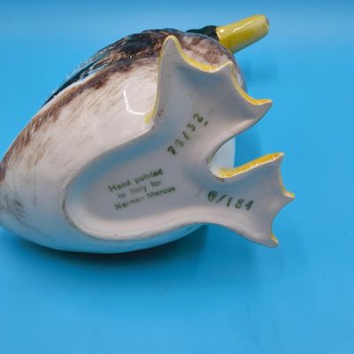 Hand‑Painted Italian Ceramic Mallard Pitcher / Jug — Marked for Neiman Marcus