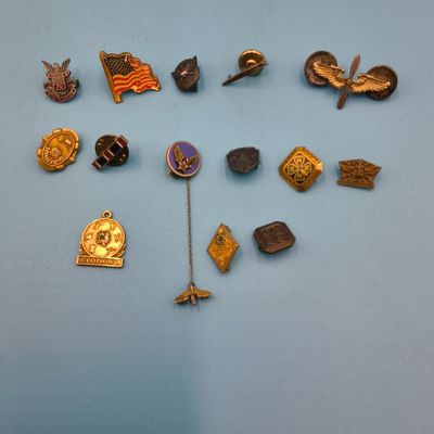 Lot of ~15 Metal & Enamel Pins — Military, Aviation & 4‑H Motifs