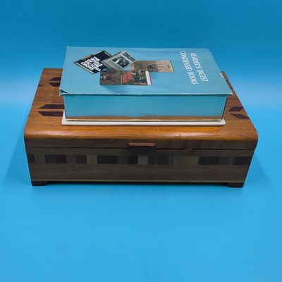 Pair of Decorative Boxes — Inlaid Wood Keepsake Box & Reader's Digest Blue Storage Box