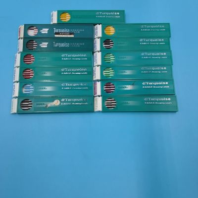 Lot of approx. 13 Berol "Turquoise" Eagle Drawing Leads in Green Plastic Slide Cases (assorted colors)