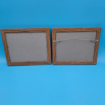 Pair of Framed Country/Floral Prints in Wood‑Tone Frames (2)