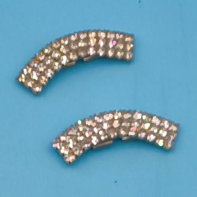 Pair of Curved Silver‑Tone Rhinestone Jewelry Clips / Connectors