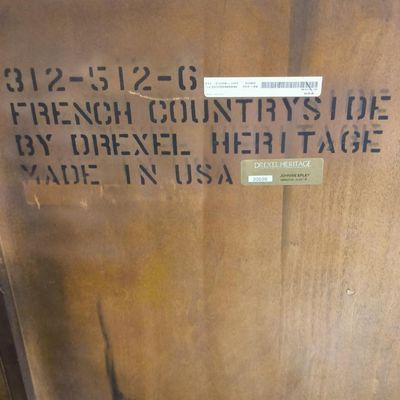 Drexel Heritage "French Countryside" Wood Headboard with Metal Scroll Crest